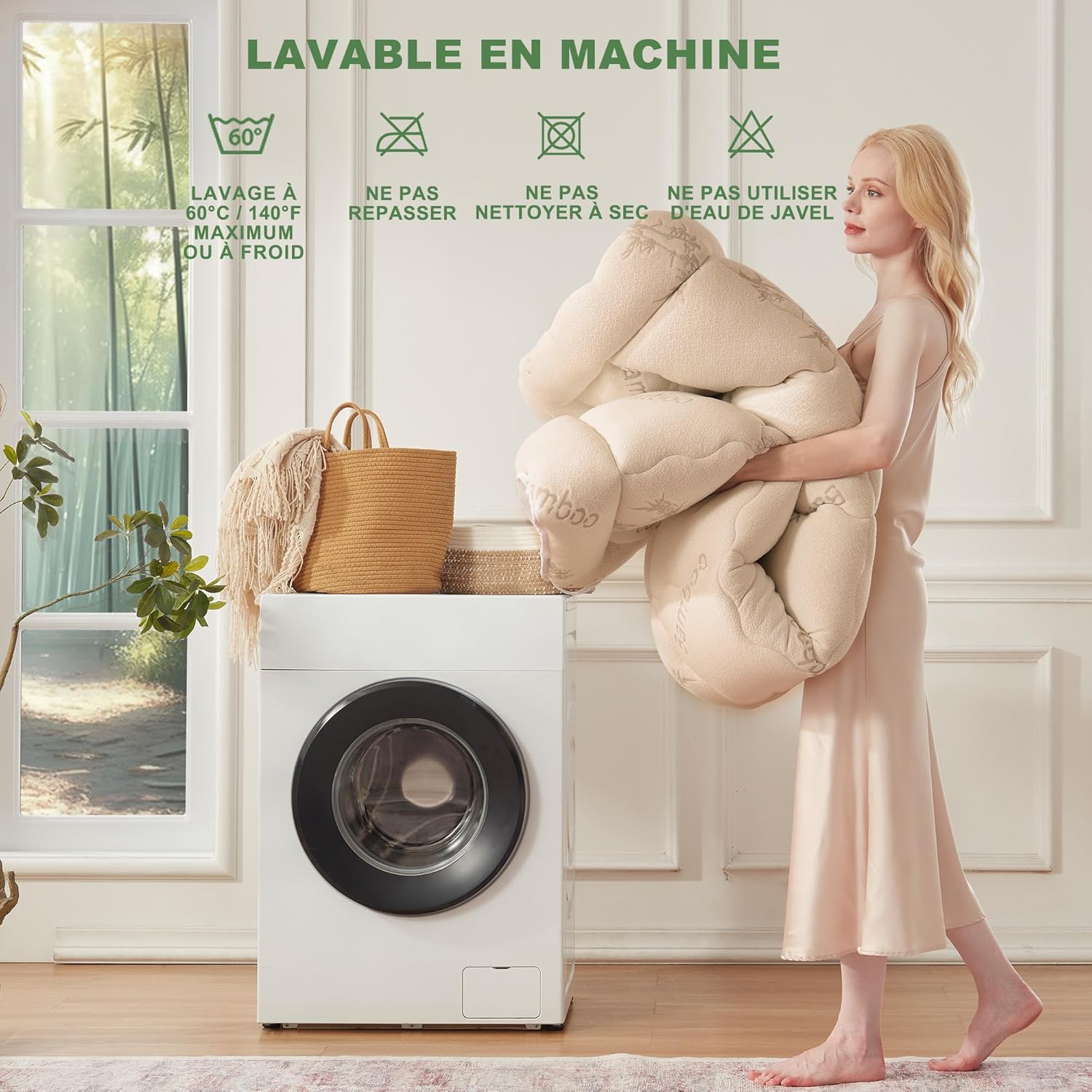 BEDLORE - Surmatelas matelassé 90x200 cm, bambou, bonnet 30 cm, Oeko-Tex