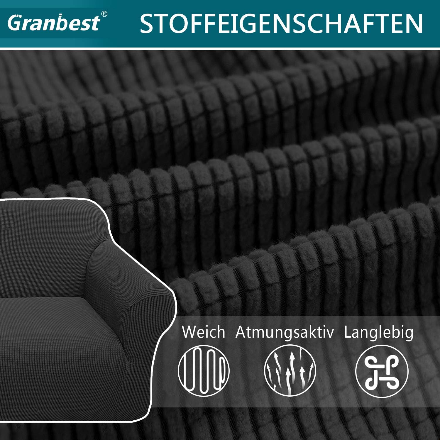 Granbest - housse canapé Jacquard 2 places - extensible, protection animaux