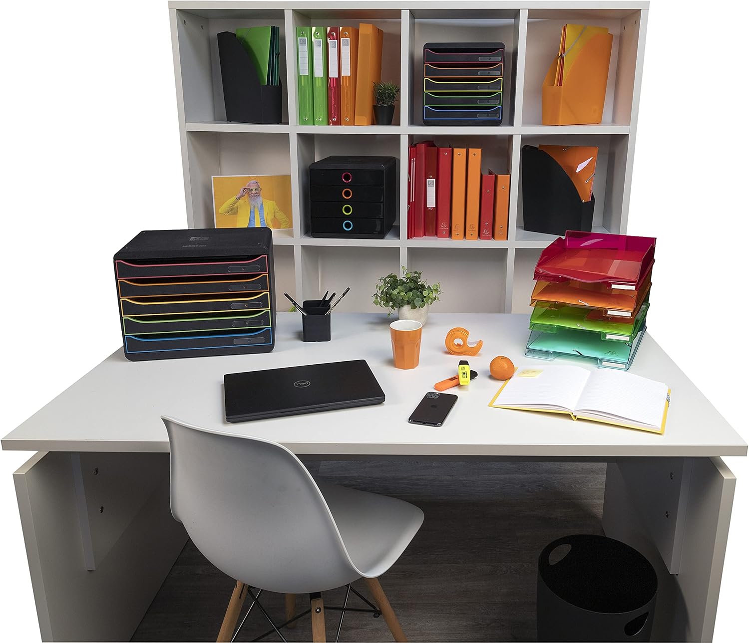 Exacompta - corbeilles à papier Ecobin 15L - 26,3x26,3x33,5cm - lot de 8, poignées, noir 453014D