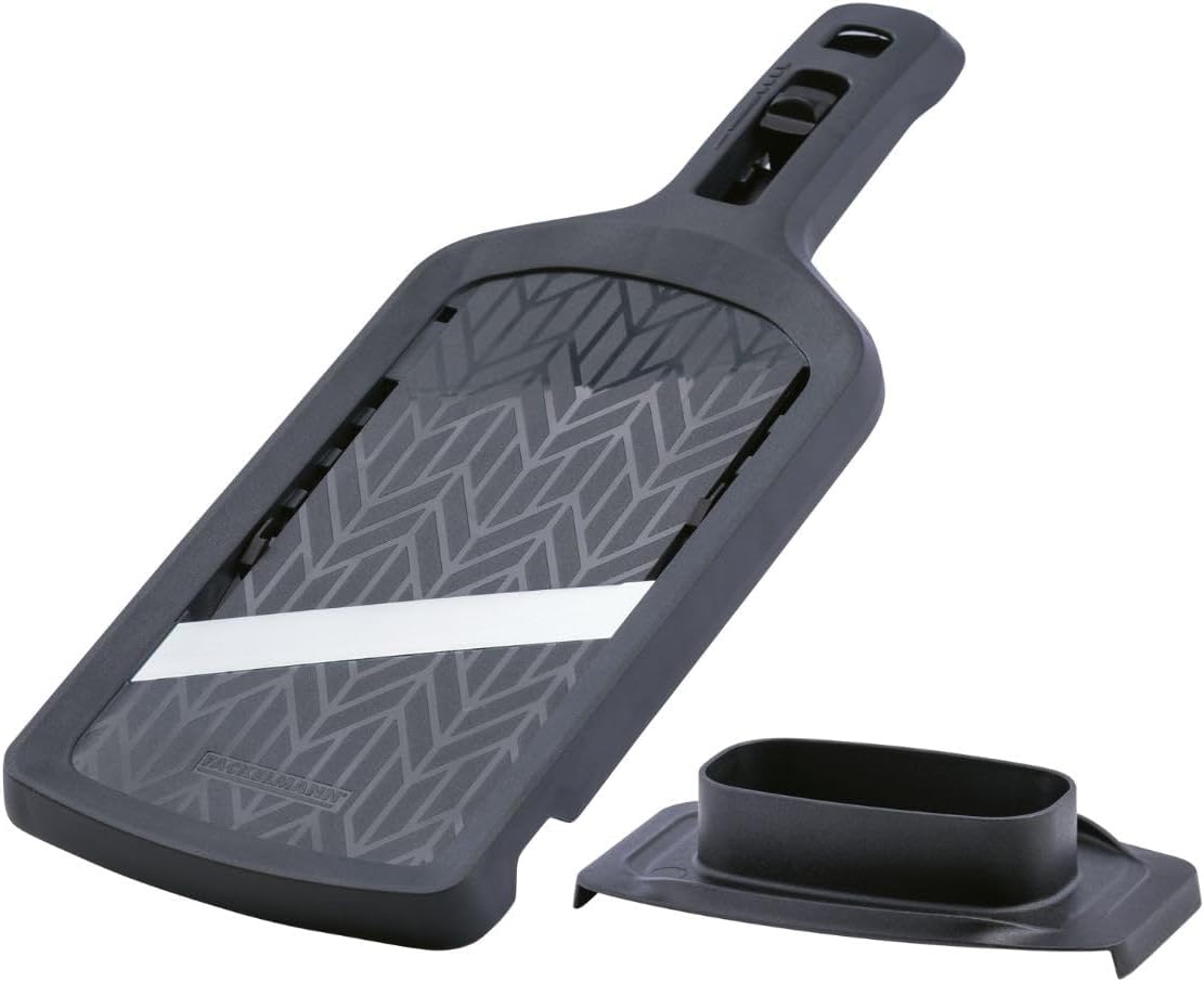 Fackelmann - Mandoline inox, 4 coupes, curseur ergonomique, gris, fabrication allemande