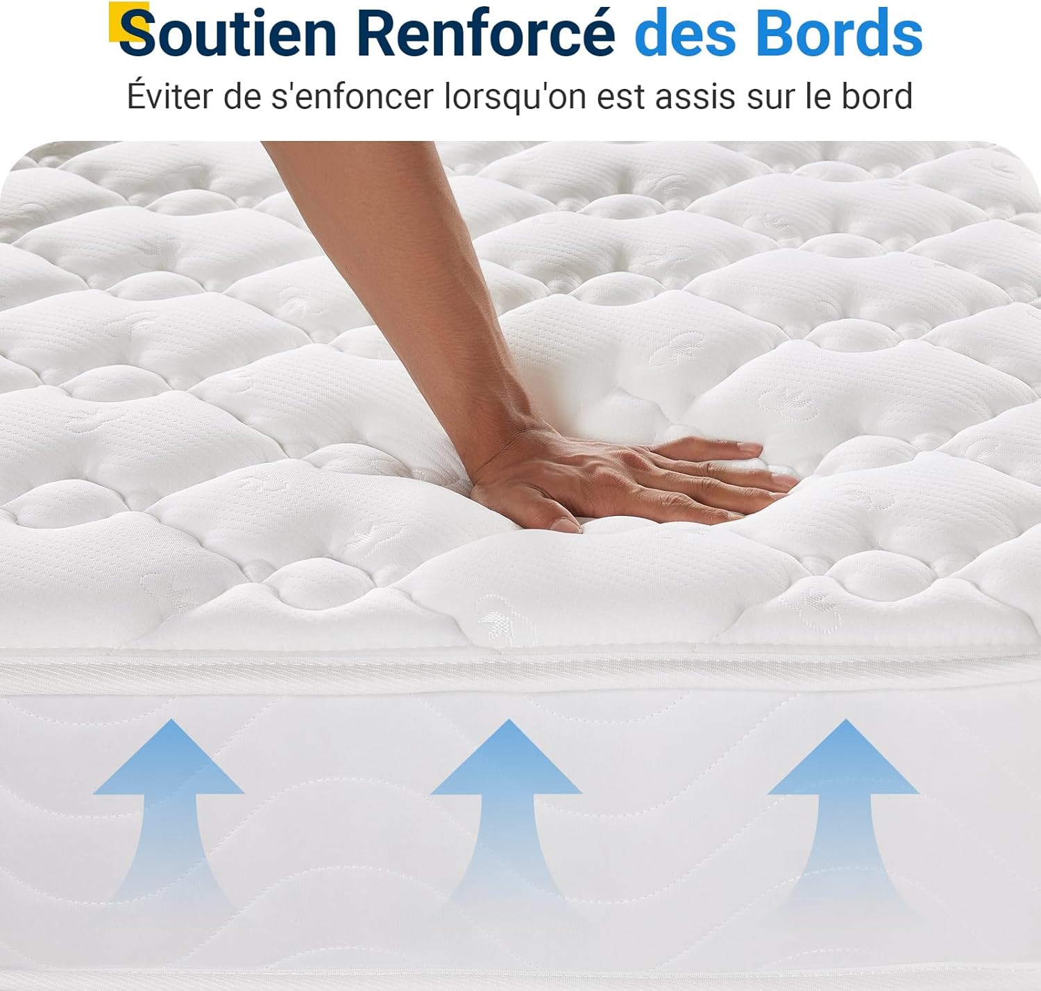 Avenco - Matelas double série confort - 160x190 cm - Ressorts ensachés, mousse double, isolation mouvements, CertiPUR-US