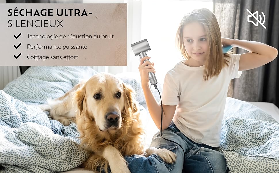 seche cheveux avec diffuseur silencieux