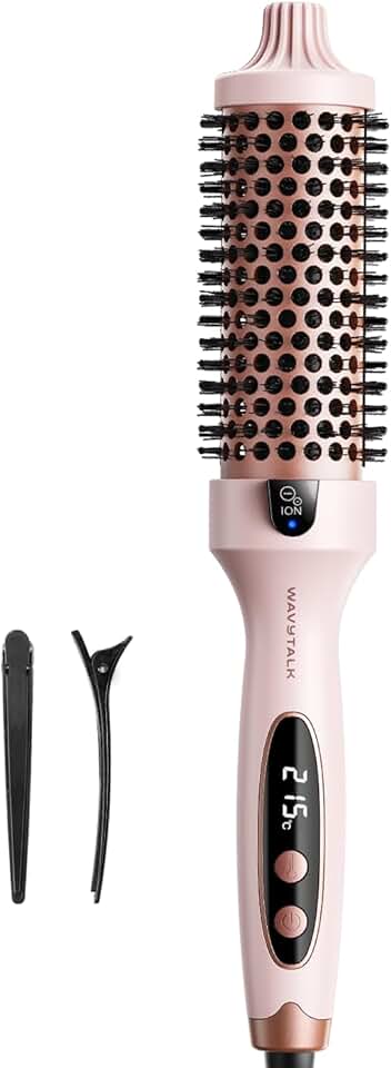 Wavytalk - Brosse Thermique Blowout Boost - 38mm - Boucles naturelles, 5 températures, ionique, double tension, Sakura R