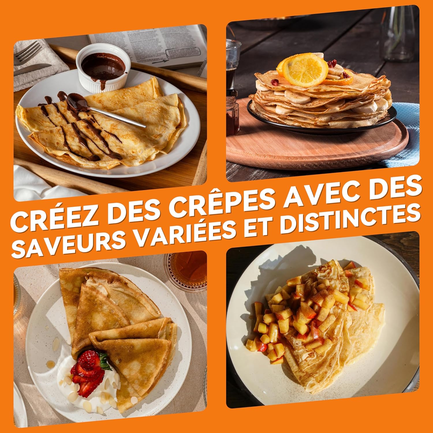 Baker's Friend - Crêpière Instantanée - 20cm - antiadhésive, poignée cool-touch, température auto