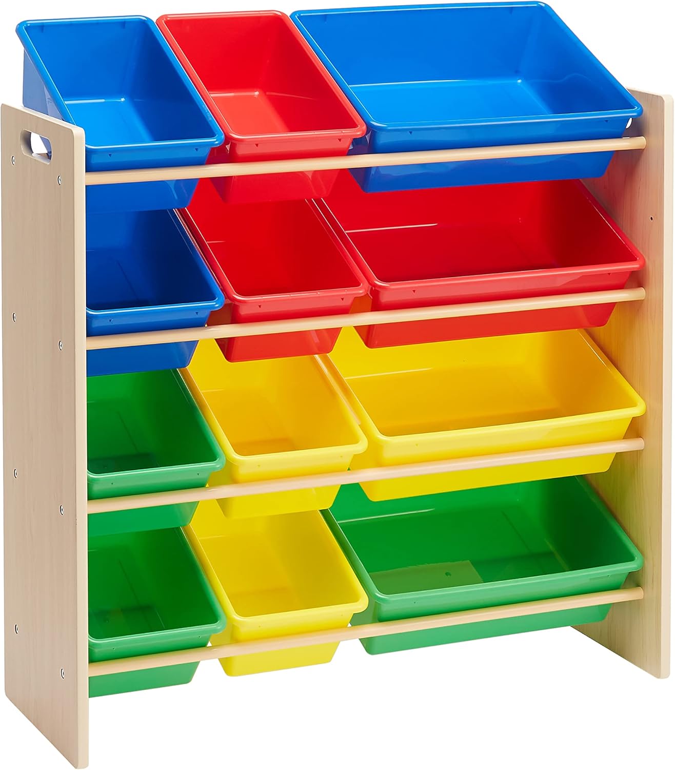 m-dealz Basics - rangement jouets bois, 12 bacs colorés, 33.6x31.1x10.9in