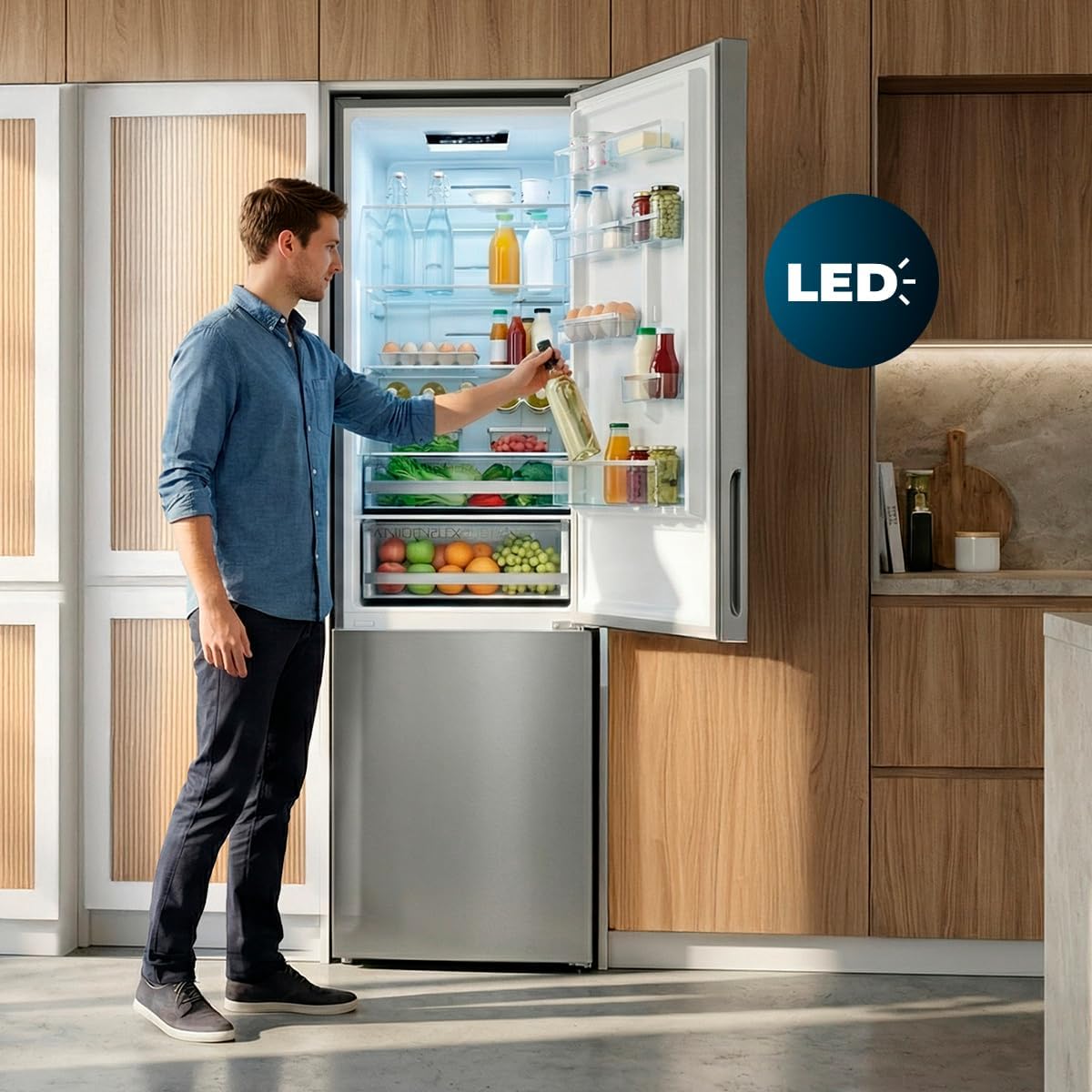 Cecotec - Bolero CoolMarket 356L, 200x59,5 cm, Multi Airflow, E, 356i Black Glass D