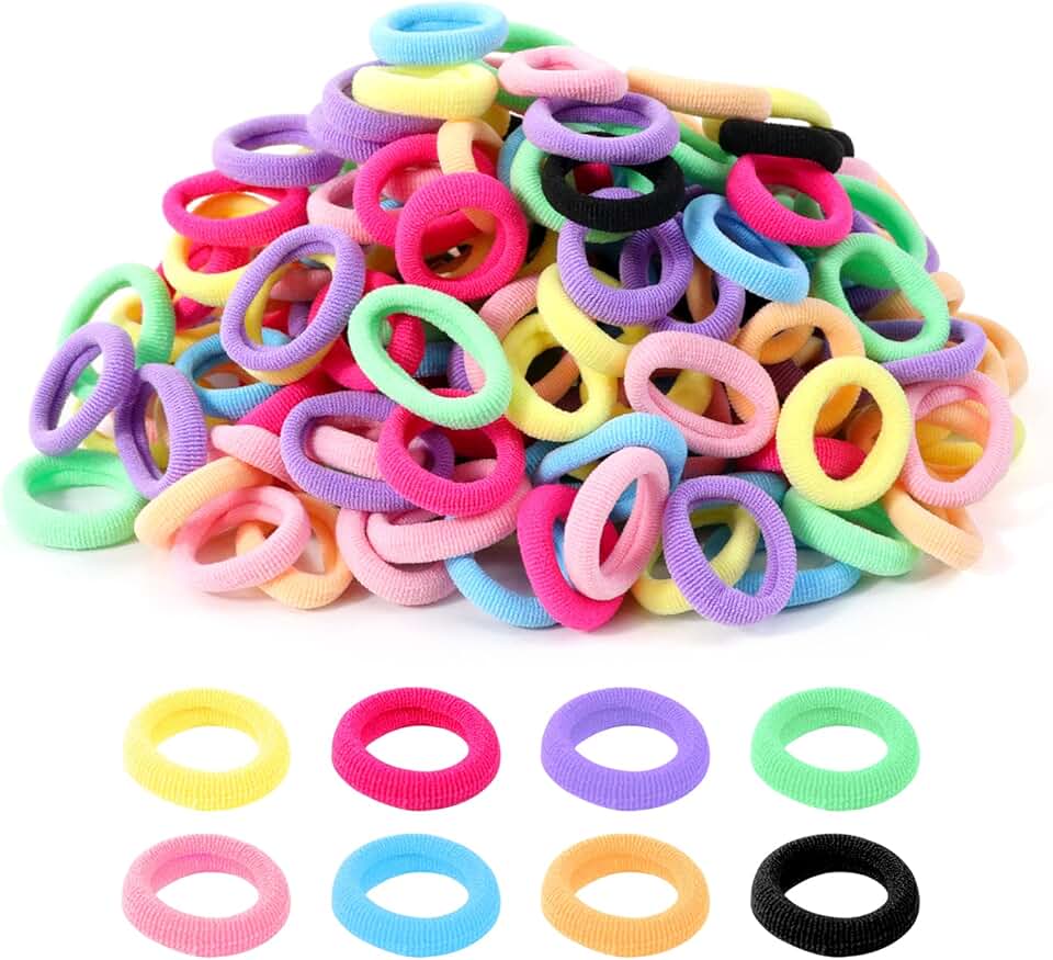 Élastiques à cheveux - multicolores - 200 pièces - doux, mini, bébé, enfants