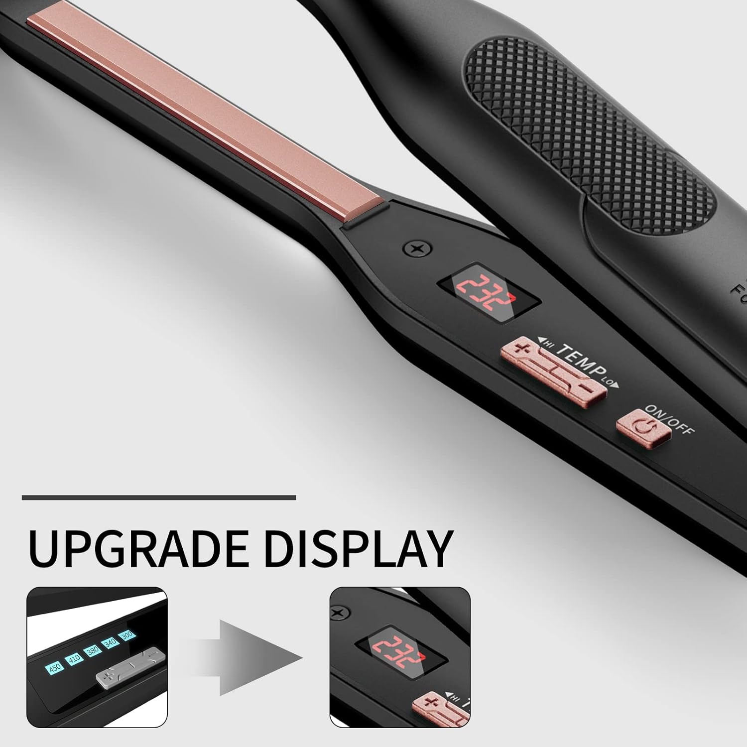 K&K - Mini Lisseur Cheveux Court - 2 en 1, titane, 50-230°C, arrêt auto