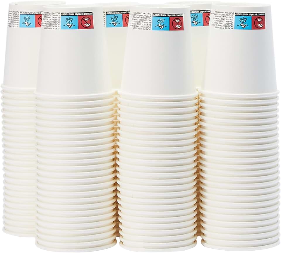 m-dealz Basics - Gobelets en carton - 207 ml - 150 unités, pour boissons chaudes, blanc