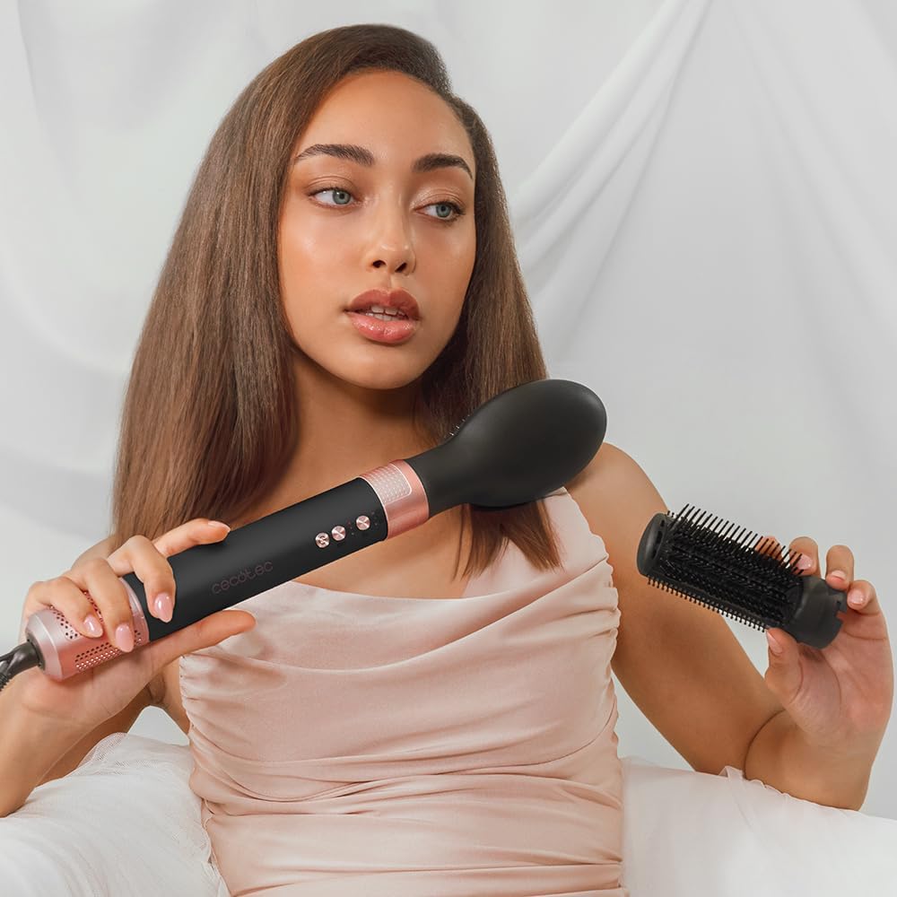 Cecotec - AirGlam Brosse chauffante 1400W 12en1, 14 têtes, Coanda CeramicCare