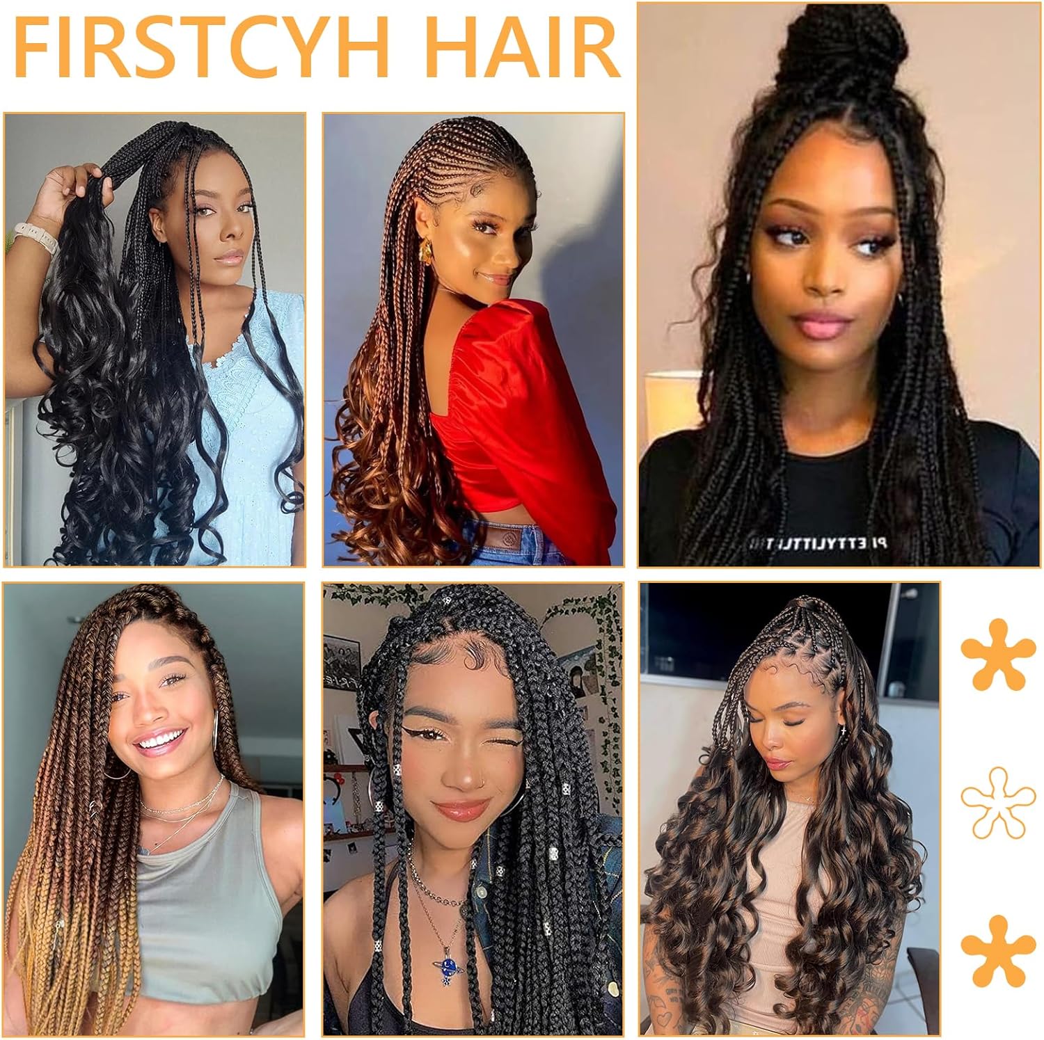 Mèches tresses africaines - French Curl - 22 pouces - 8 packs, boucles volumineuses