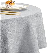 DWCN Nappe Ronde Anti Tache Effet Lin Tissu Lavable et Imperméable, Facile à Laver et Repasser, N...