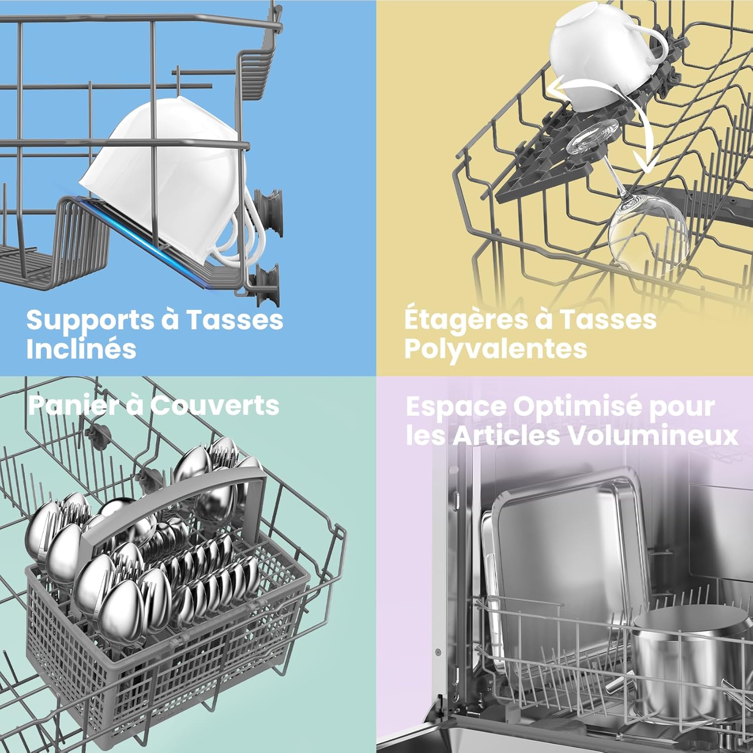 COMFEE' - Lave-vaisselle série Cloud Wash - 12 couverts, démarrage différé, séchage supplémentaire, encastrable - CDWPB1