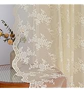 MYSKY HOME Rideau en Dentelle Fleurs Brodées Rideaux en Dentelle Rideaux avec Galon Fronceur Transparent...