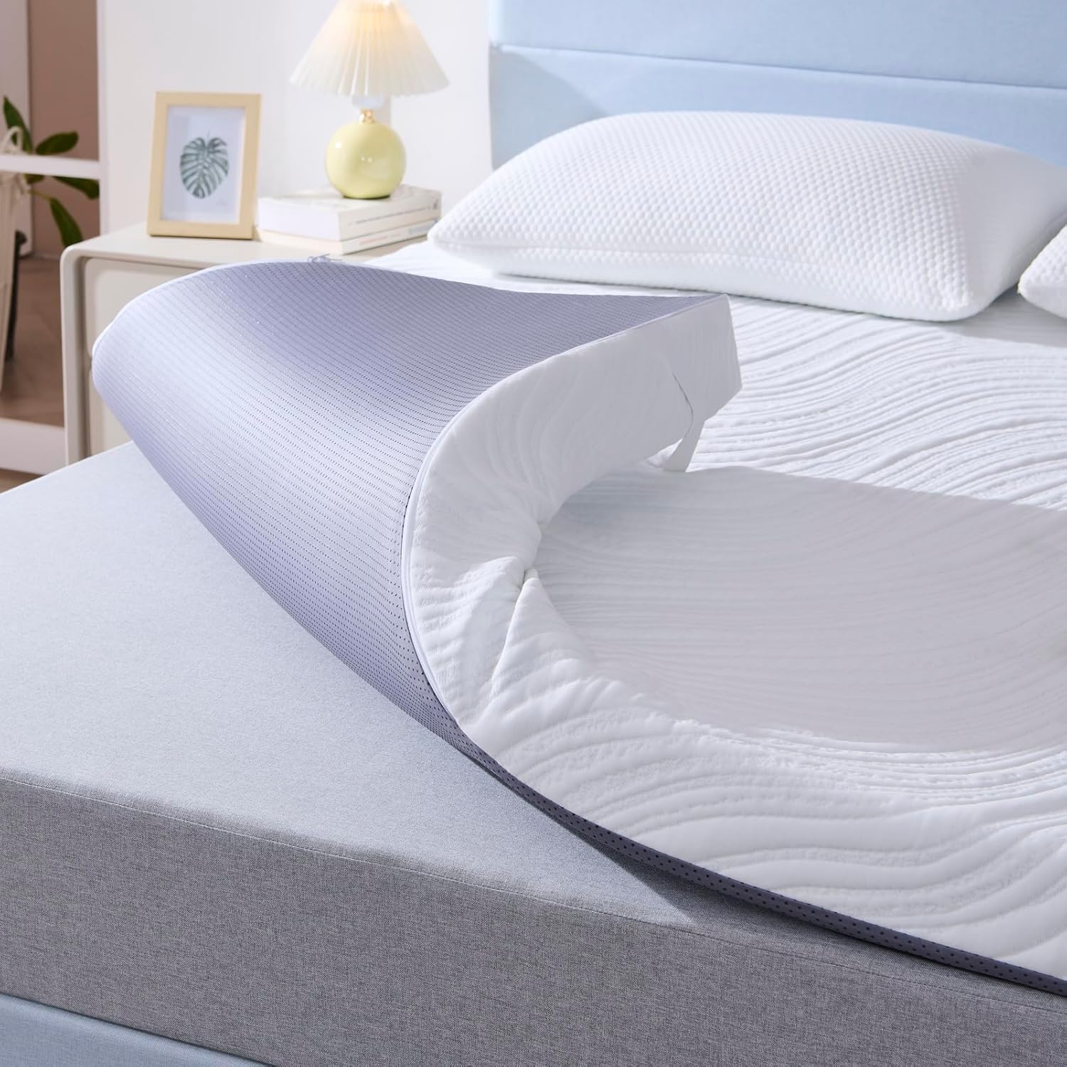 Surmatelas - mémoire de forme, 160x200x7,5cm, housse lavable, antidérapant
