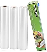 KitchenBoss Sac sous Vide Alimentaire,3 Rouleaux 28cmx5M,Total 15 M, Rouleaux de Mise sous Vide a...