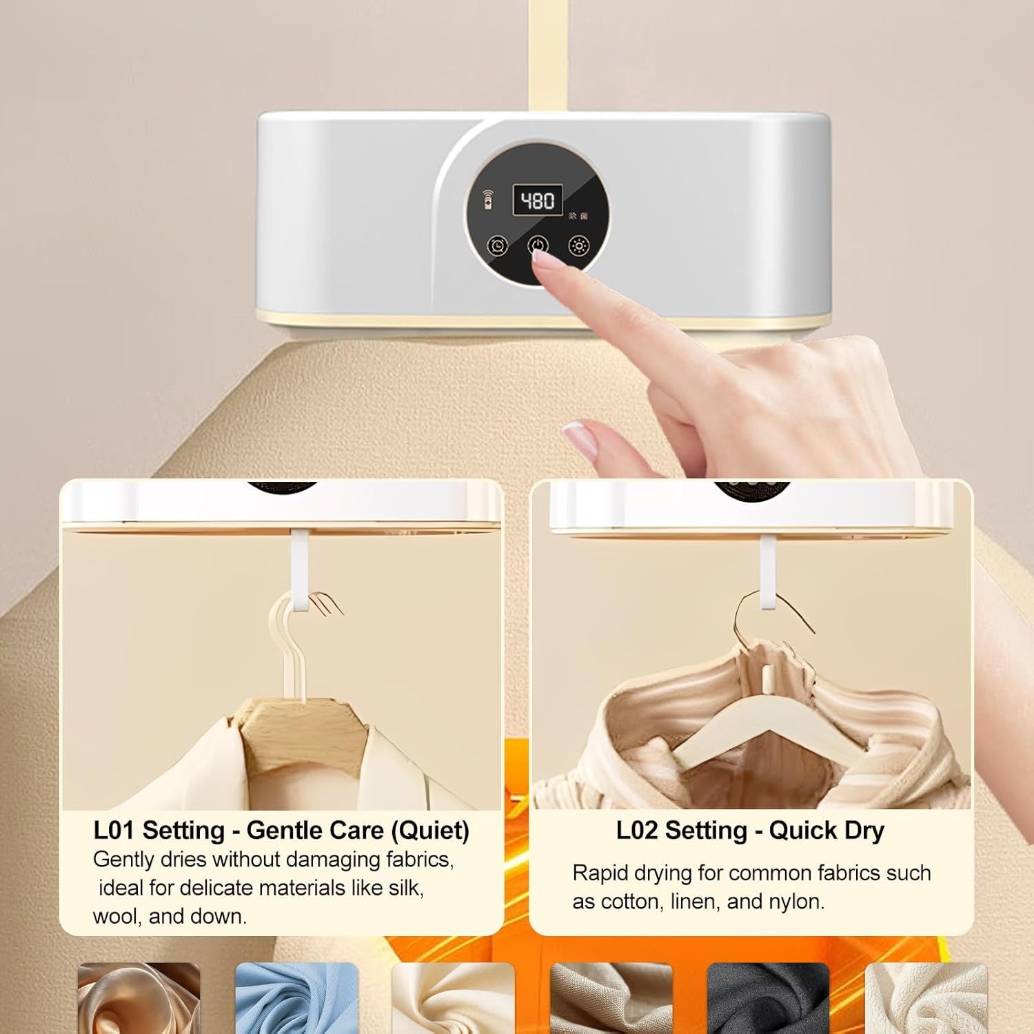 Mini sèche-linge portable 600W, compact, minuterie, usage domestique