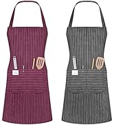 Vicloon Tabliers de Cuisine,2Pcs Réglable Tabliers Etanche avec 2 Poche pour Femmes Hommes Chef p...