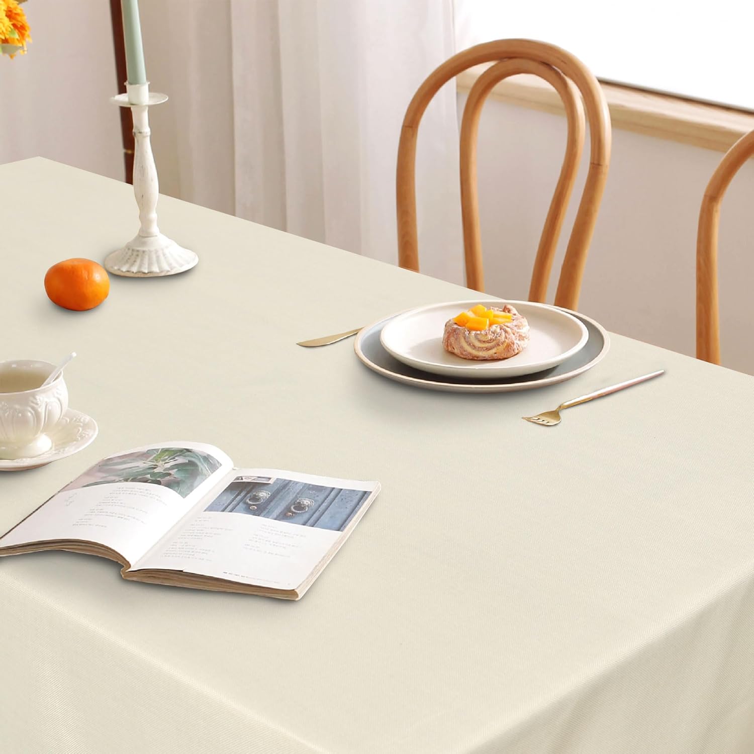 DWCN - Nappe aspect lin 135x300cm - antitache, imperméable, lavable