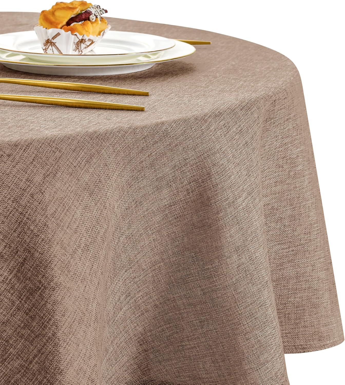 DWCN - nappe ronde effet lin lavable 180 cm, usage intérieur/extérieur