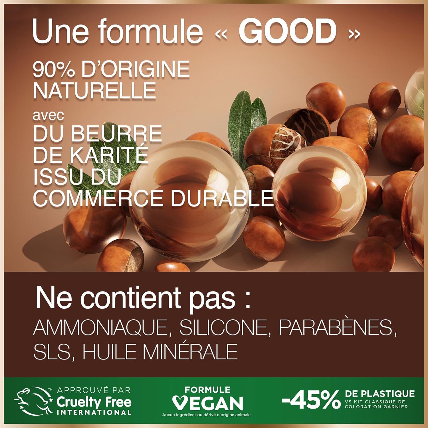 Garnier - Coloration Good - 7.43 - sans ammoniaque, 90% naturel, couvre 100% cheveux blancs