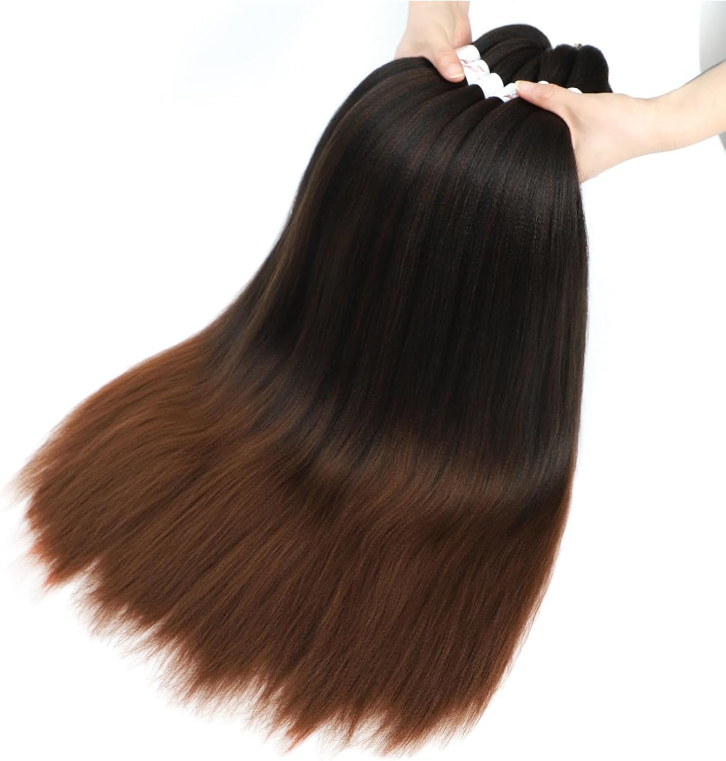 Extensions cheveux synthétiques - lot de 6 - 76 cm - doux, sans nœuds, ombré Yaki T1B/30