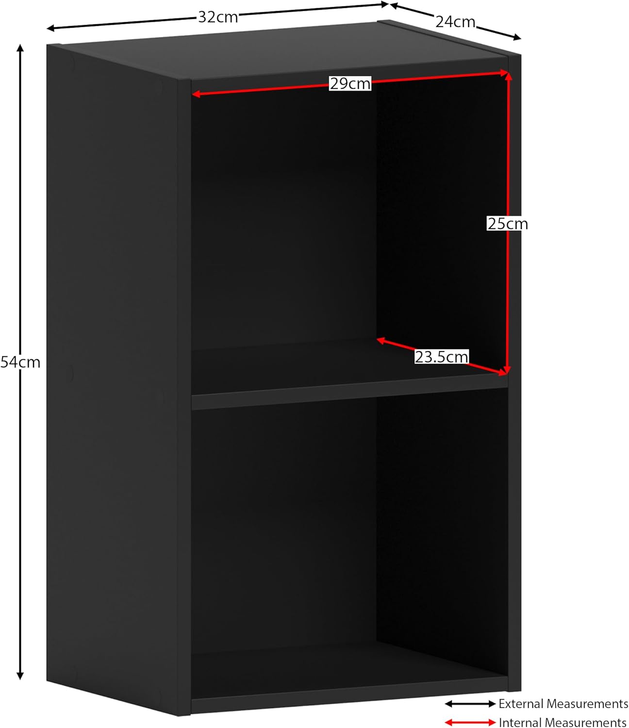 Vida Designs - Oxford 2 étages - 54x32x24 cm - étagère bois noir