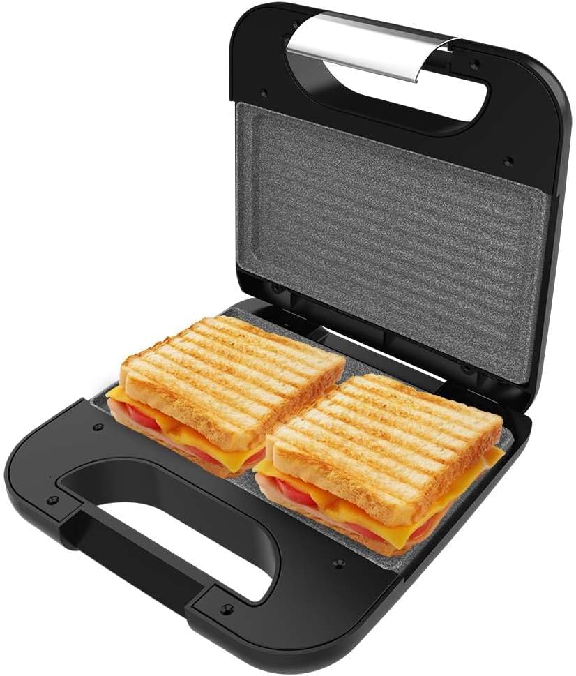 Cecotec - Rock'nToast Grill+ - inox, 800W, revêtement pierre, sans PFOA