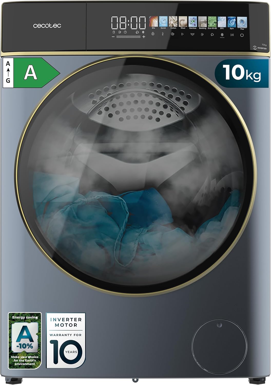 Cecotec - Bolero DressCode - 10kg, 1400tr/min, écran 10,3