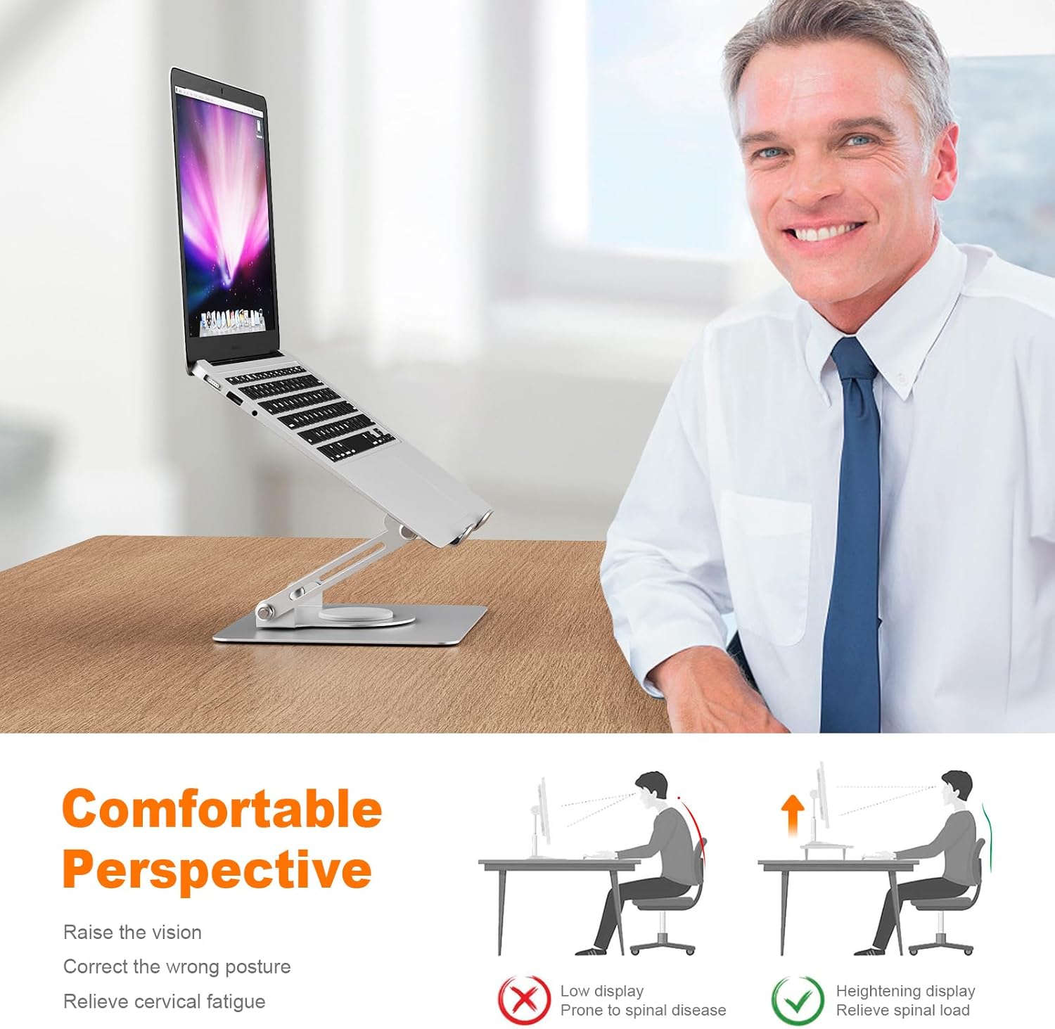 GRIFEMA - Support Ordinateur Rotatif 360°, Réglable, 11-17