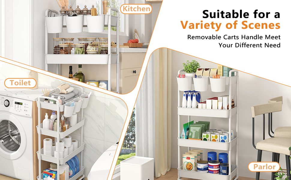 4 tier storage cart white