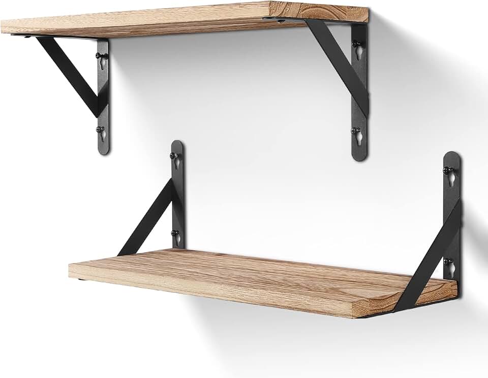 AGM - étagères murales bois, 42,5x15cm, lot de 2, multi-pièces