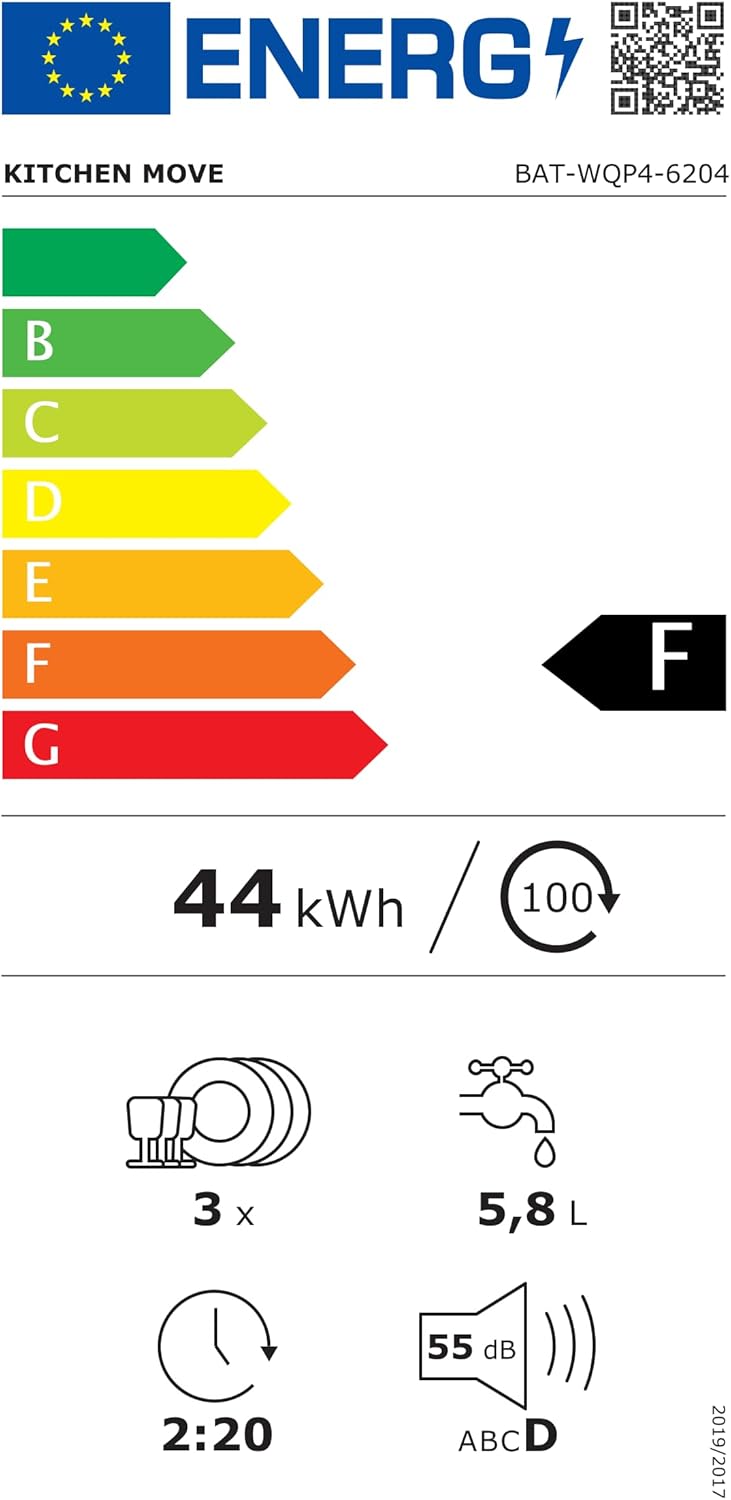 Mini lave-vaisselle compact 3 couverts, silencieux, LED, réservoir WASH CLEAN