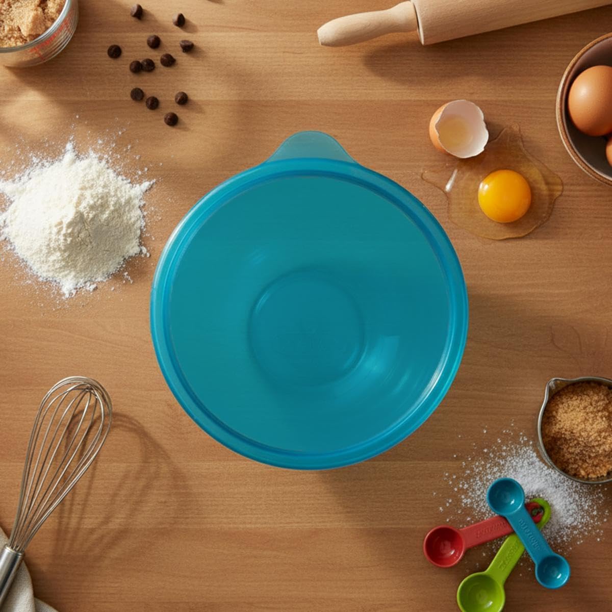 Pyrex - Bol verre borosilicate 2L, couvercle, résistant, transparent, vert