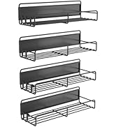 Vues multiples de présentoirs muraux en métal noir au design minimaliste et au système de rails intégré.