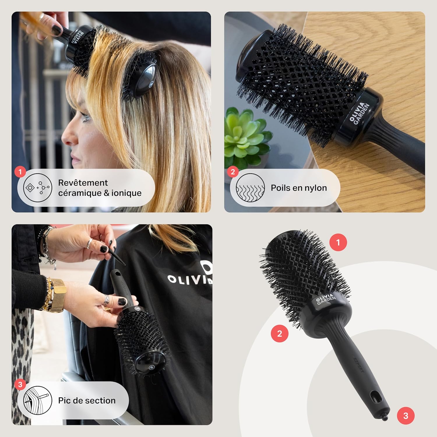 Olivia Garden - Expert Blowout Shine - brosse ronde céramique antistatique brushing sans frisottis