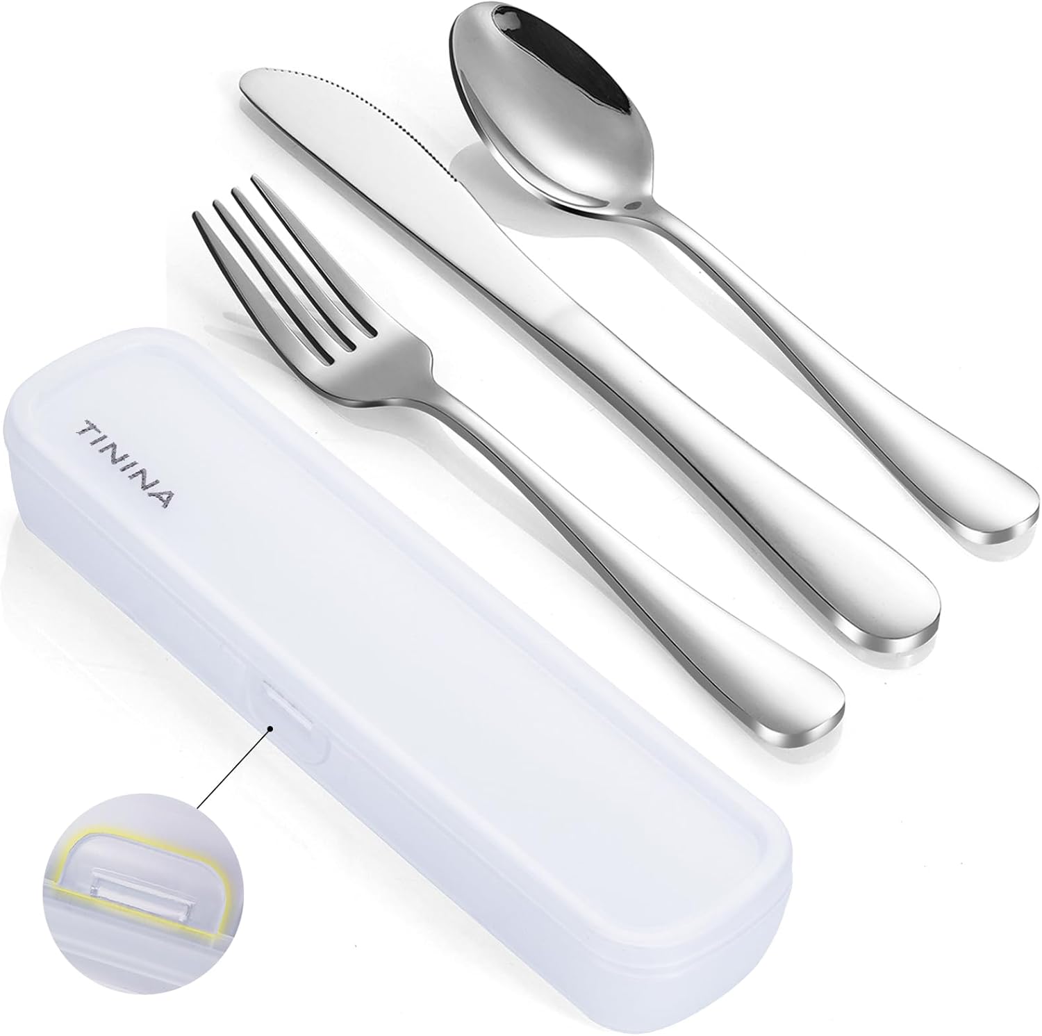 Couverts de camping - inox - étui renforcé, lavable, portatif