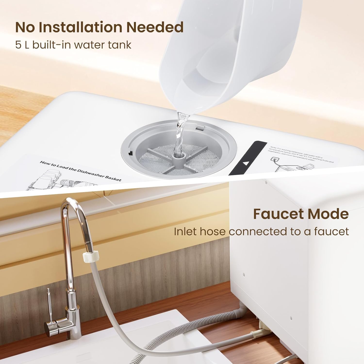 HAVA - Mini lave-vaisselle portable, 5L, 6 programmes, réservoir intégré