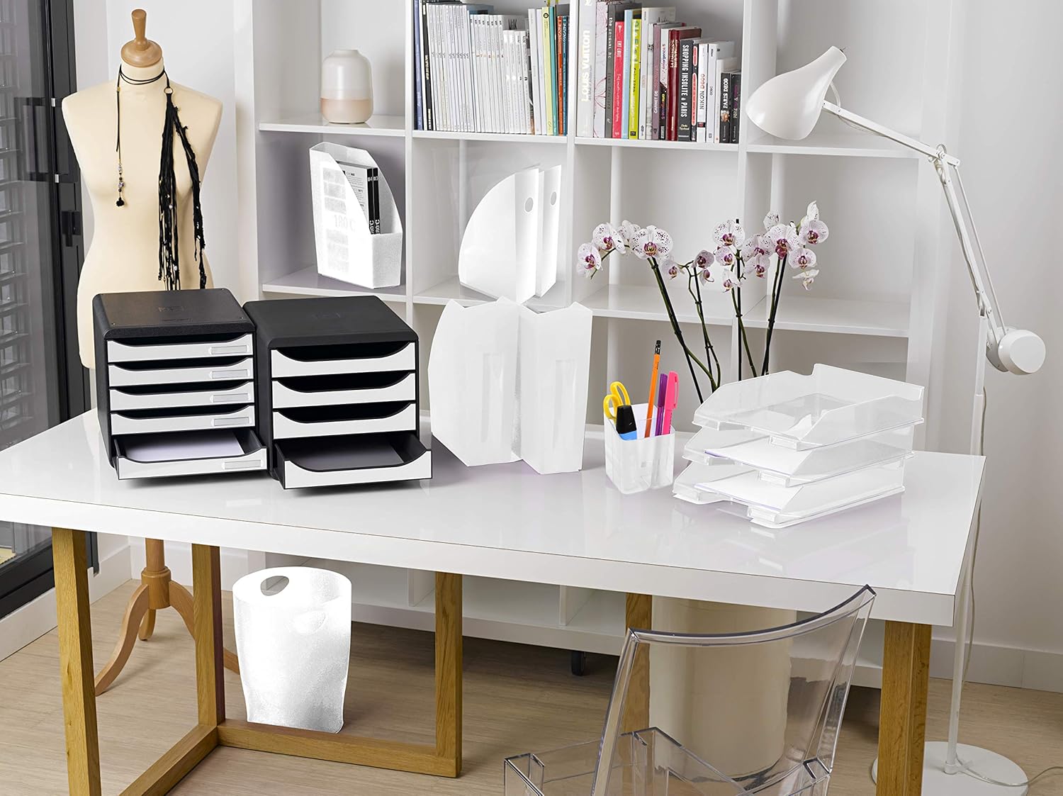 Exacompta - corbeilles à papier Ecobin 15L - blanc opaque - 26,3x26,3x33,5cm - 45313D