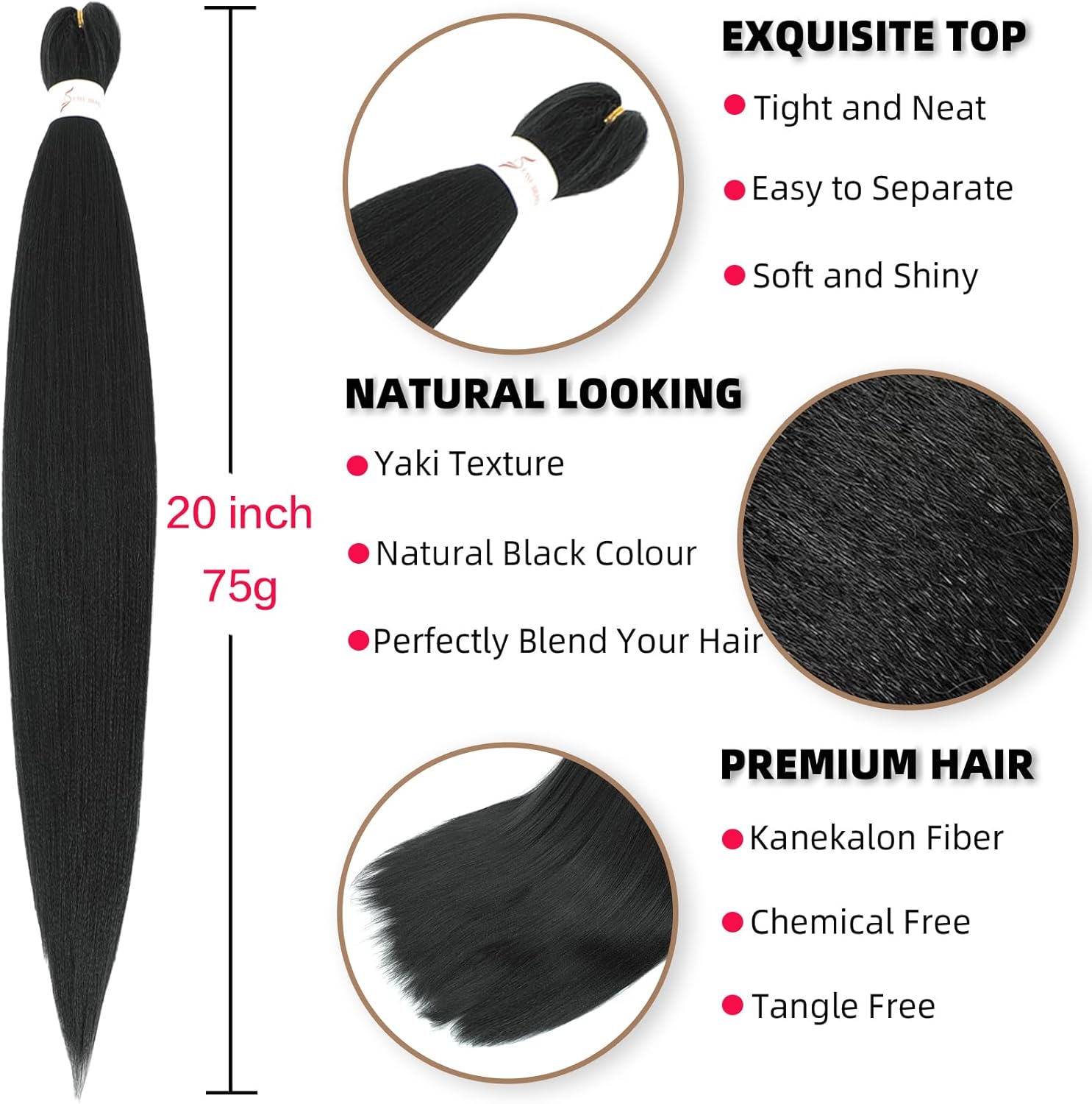 Extensions de cheveux - Kanekalon pré-étiré 20