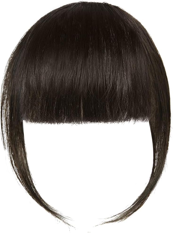Extension Frange à Clip - air bangs - marron noir - effet naturel