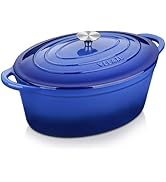 Velaze Casserole en fonte émaillée antiadhésive, cocotte avec couvercles, four Proo...