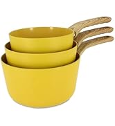 MENASTYL - Set de 3 casseroles Colorama safran - Casserole 16/18 et 20 cm - En aluminium - Revête...