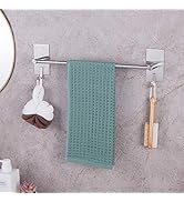 JS Porte-serviettes sans perçage Porte-serviettes Porte-serviettes de bain autocollant en acier inoxydable avec 2 H...