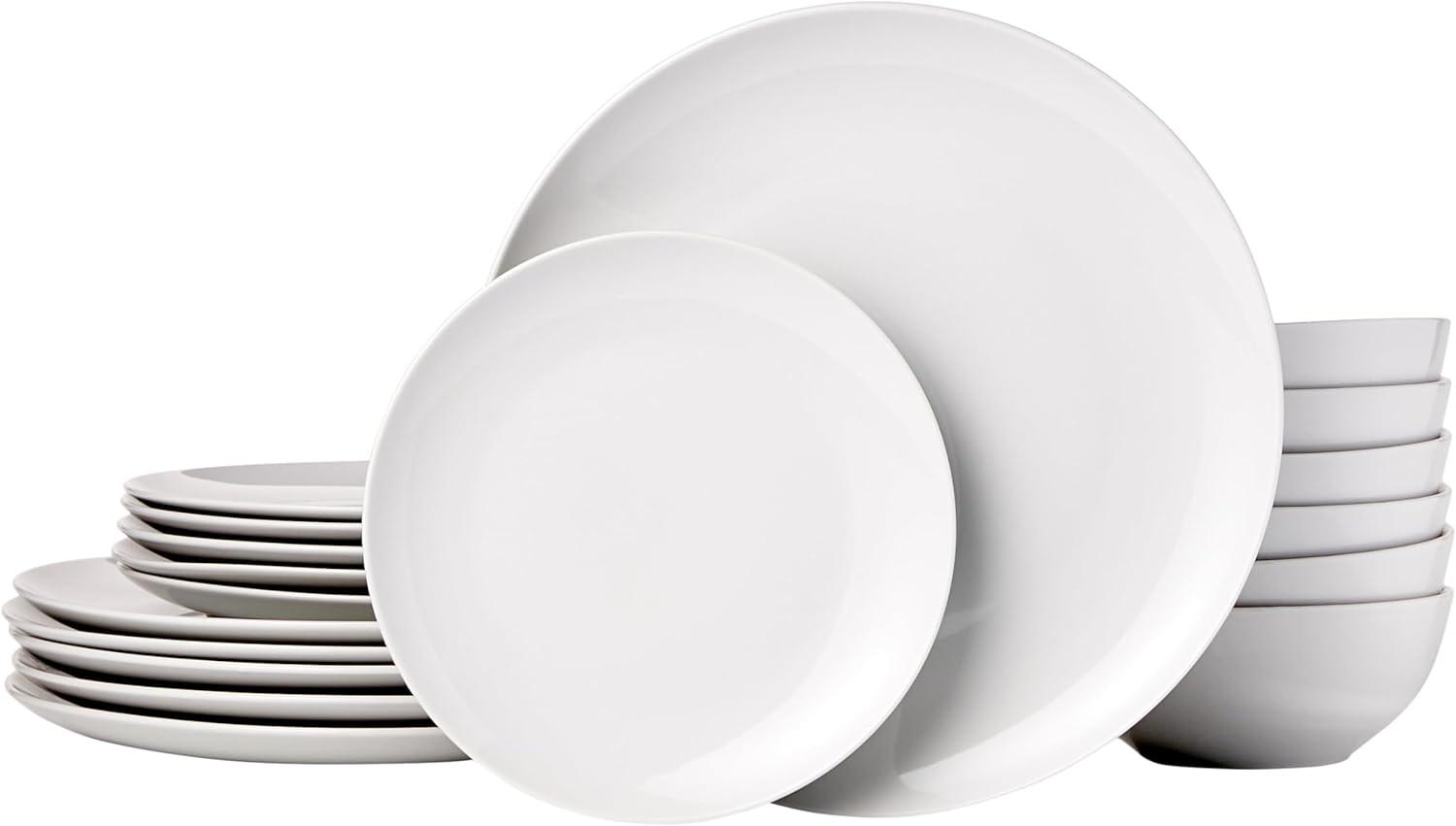 m-dealz Basics - service de table 18 pièces - porcelaine blanche - pour 6 personnes