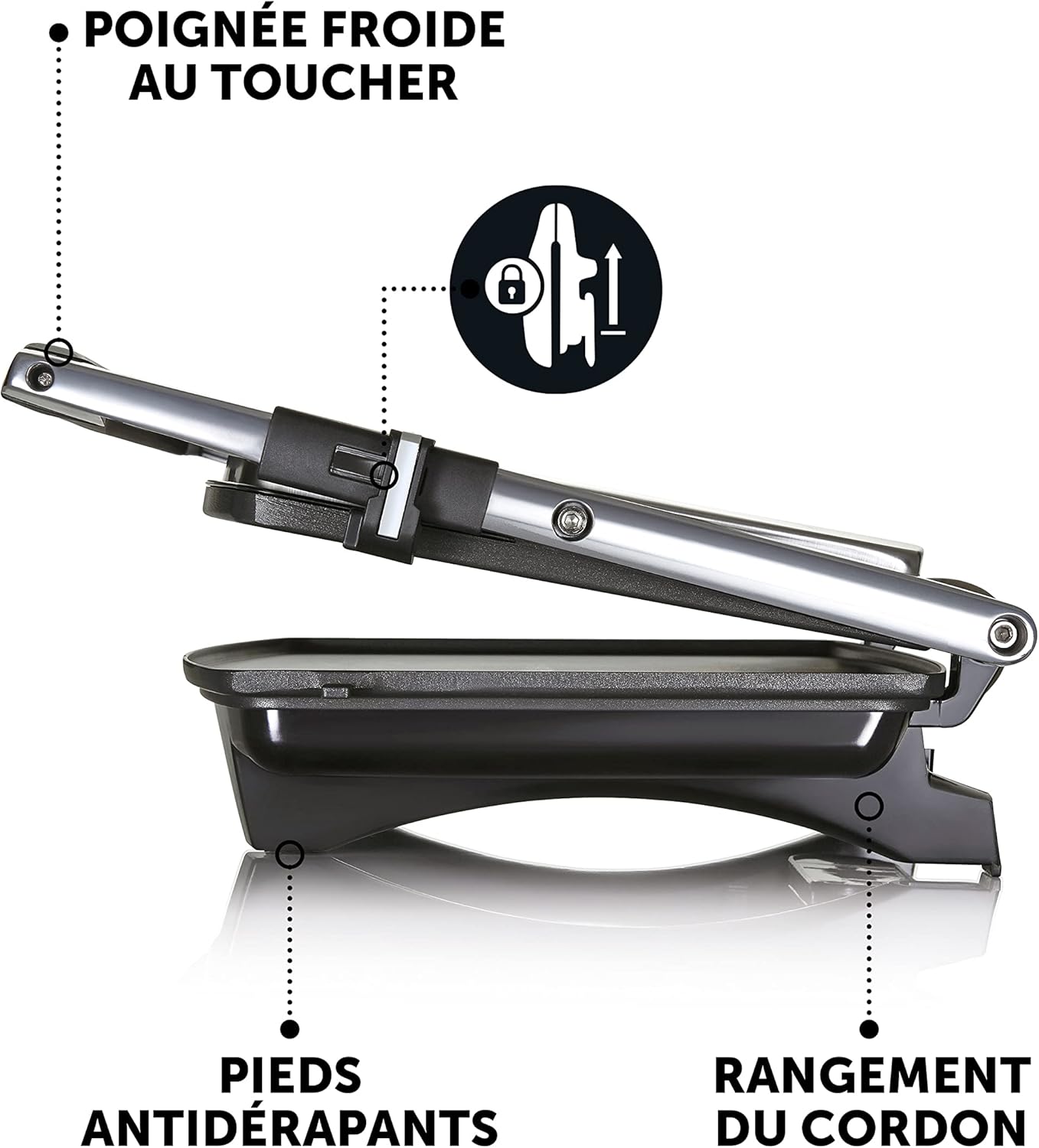 Breville - Sandwich/Panini Press 4 tranches, inox, plaques antiadhésives - VST026X