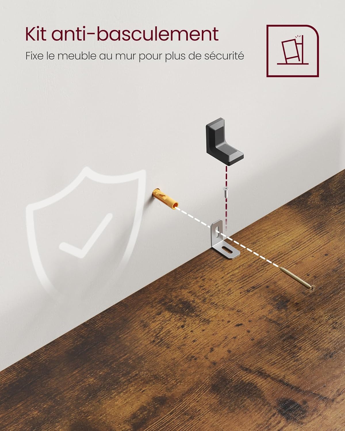 VASAGLE - bibliothèque 3 niveaux, 24x60x81,2cm, rangement ouvert, LBC163X01