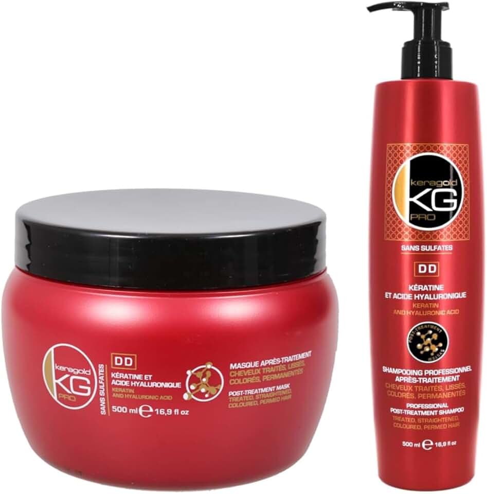 KERAGOLD - Pro DD - 500ml x2 - Shampoing & masque, kératine, sans sulfates