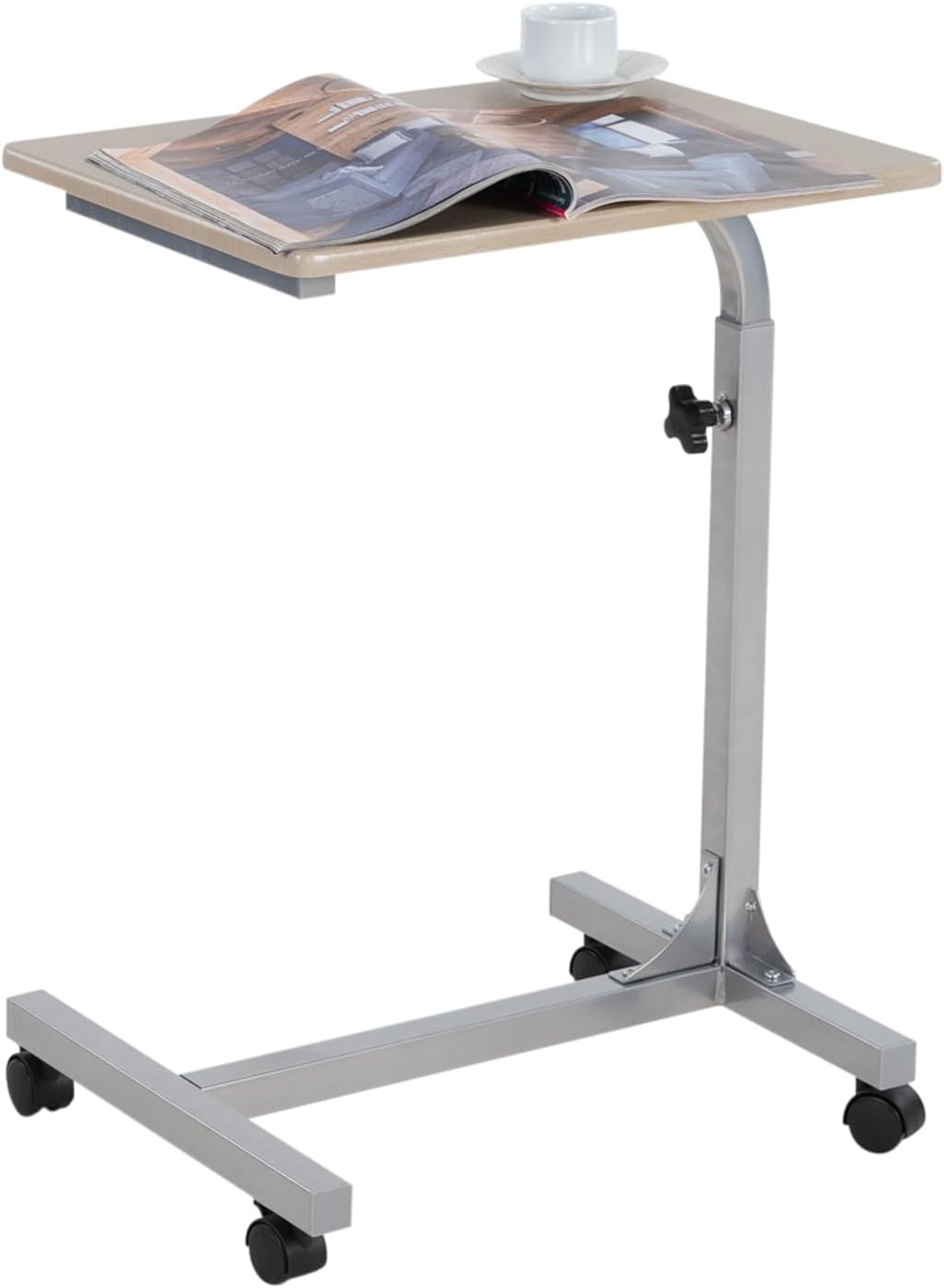 MEUBLE COSY - Table de Lit réglable sur roulettes - 48x37x79cm - support PC chêne