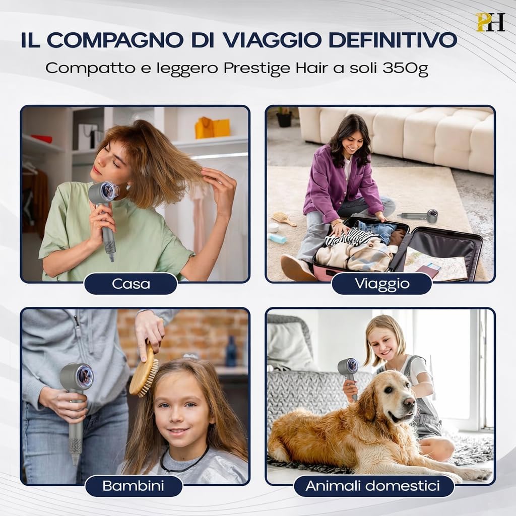 Sèche-cheveux compact, ionique, léger, diffuseur, brushing, 2 ans